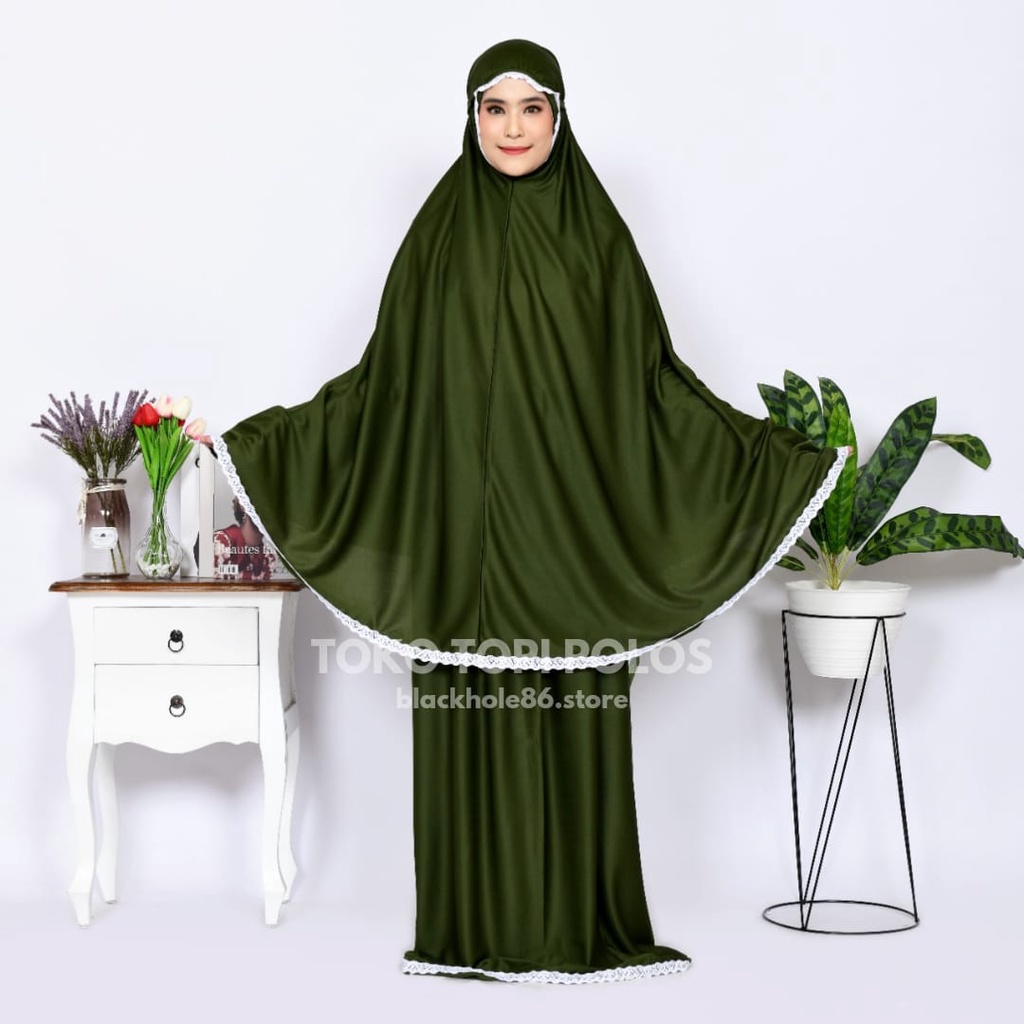 Mukena Amplop Dewasa Renda Syar'i Mukena super Hyget Mukena traveling Ringan Simple - ARMY