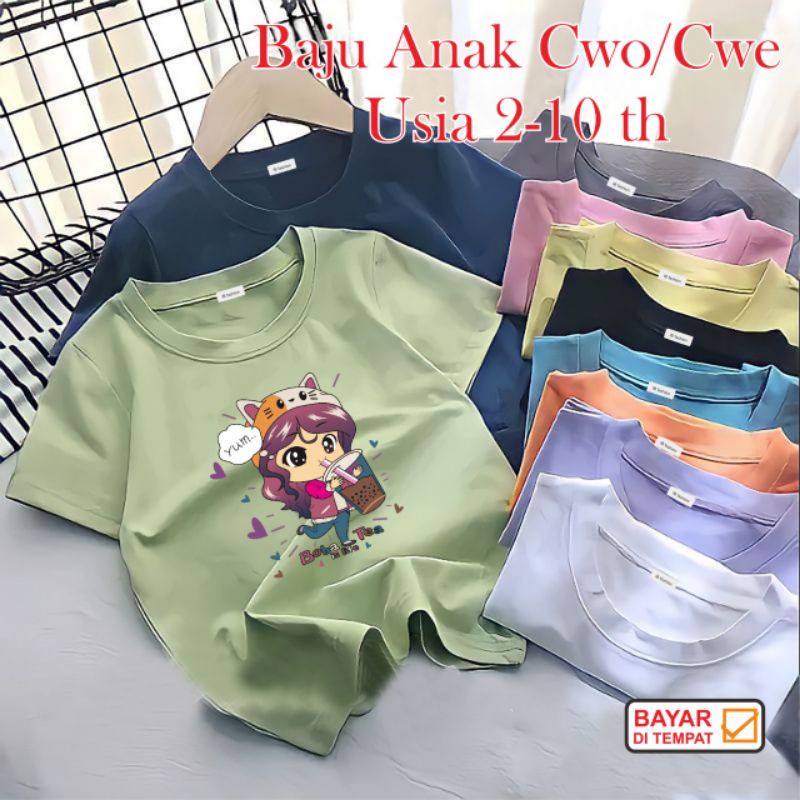 Kaos Anak Cewek Umur 2 Sampai 10 Tahun Boba Life Atasan anak Perempuan T Shirt Anak Cewek Baju Oblong Anak Ank