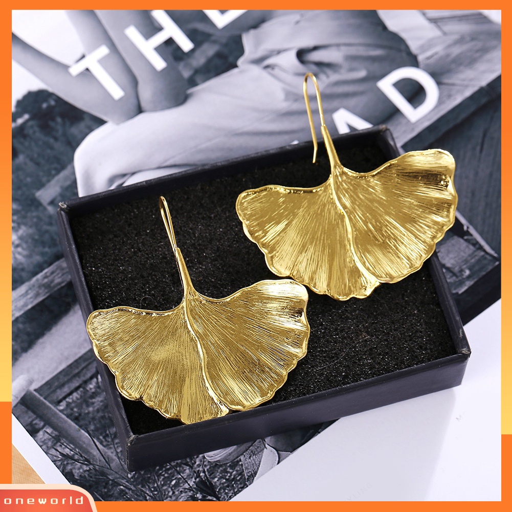 [WONE] Fashion Wanita Ginkgo Daun Tanaman Menjuntai Drop Hook Anting Pesta Perhiasan Hadiah