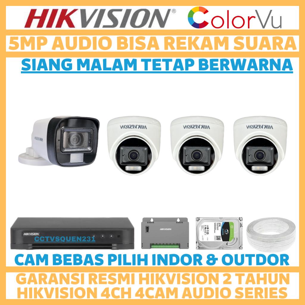 PAKET CCTV HIKVISION COLORVU 5MP 4 CHANNEL 4 CAMERA TURBO HD COLORFULL