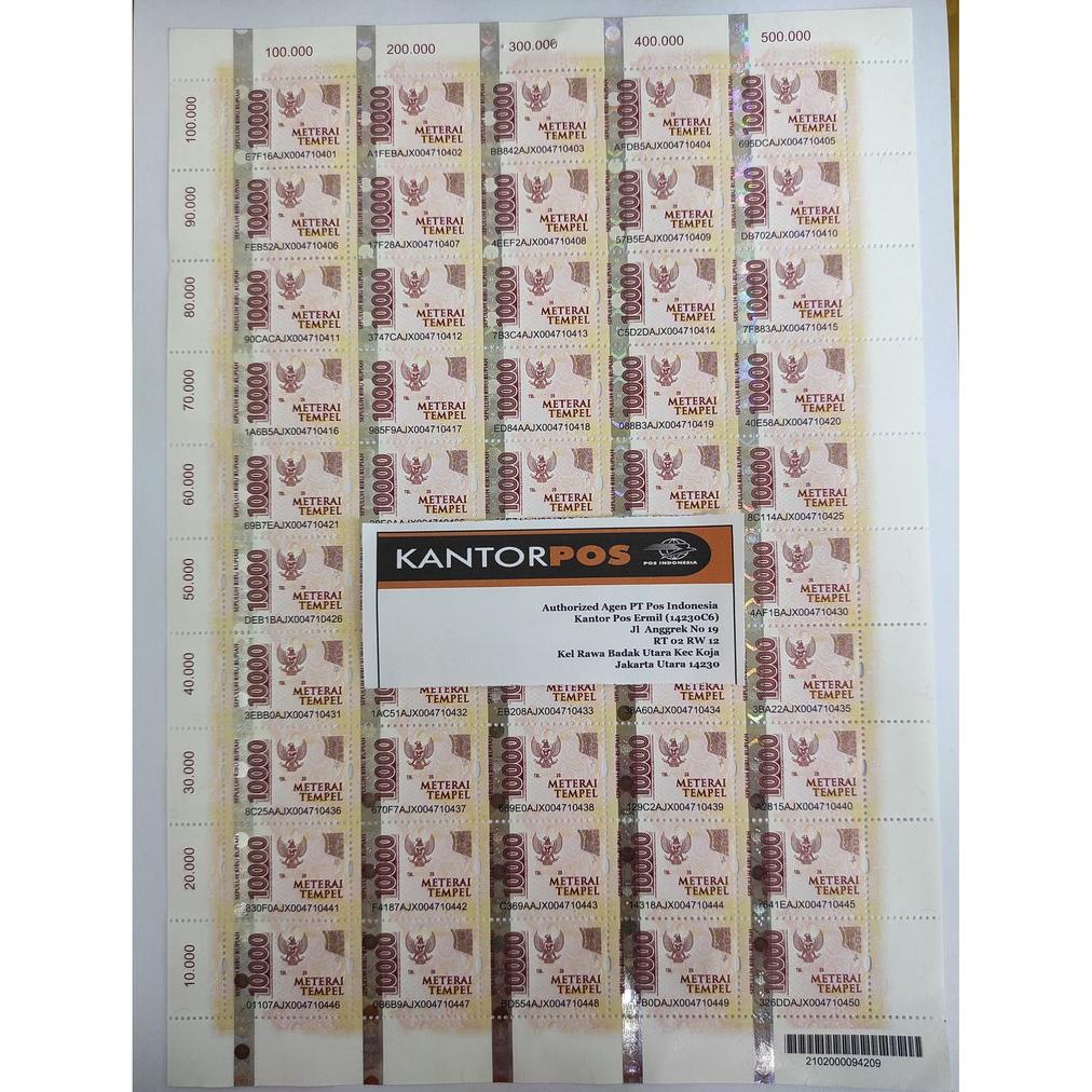 BISA COD Meterai atau Materai Rp 10000 (50 Pcs/Keping)