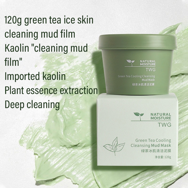 120gr Masker Wajah Green Tea Mask Ice Muscle Mud Mask Deep Cleansing Remove Blackheads and Shrink Pores Mask