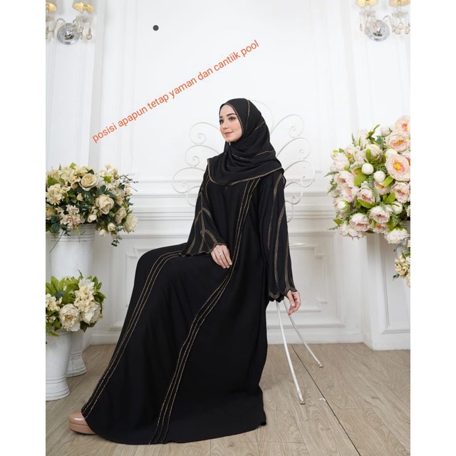 Abaya Yaman Mata -mata Gold by Kak Yam Collection (Free Ongkir) Real Pict Ori Original real pict / A