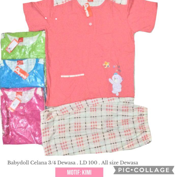 Kekinian ASLI BABY DOLL AMRO & THEDA CELANA 3/4 pendek dewasa piyama baju tidur babydoll bebidol abg