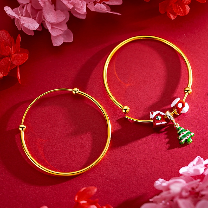 Goldkingdom Perhiasan Fashion Emas Asli Kadar 375 Bangkok Aksesoris Ready Stock Diy Manik Halus Universal Gelang Edisi Ringan Gelang Wanita Minimalis