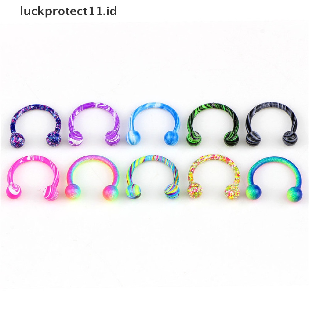 /Fashion Hot// Fashion// 10PCS Stainless Steel Tapal Kuda Bar Bibir Hidung Septum Cincin Telinga Stud Bola.