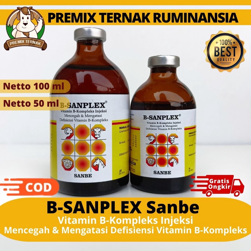 Jual B Sanplex 50 Ml Dan B Sanplex 100 Ml Vitamin B Komplek Hewan SANBE ...