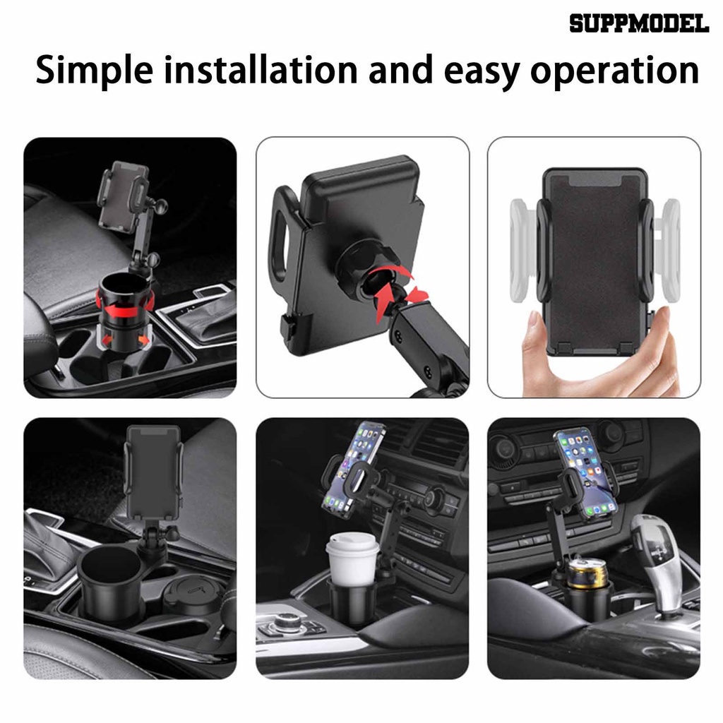 [Dekorasi] Holder Telepon Mobil Stabilitas Tinggi Dapat Diputar Kapasitas Beban Kuat Anti Gores Anti-Geser Yang Dapat Dilepas Operasi Satu Tangan 2-in-1 Car Cup Phone Holder Car Supplies