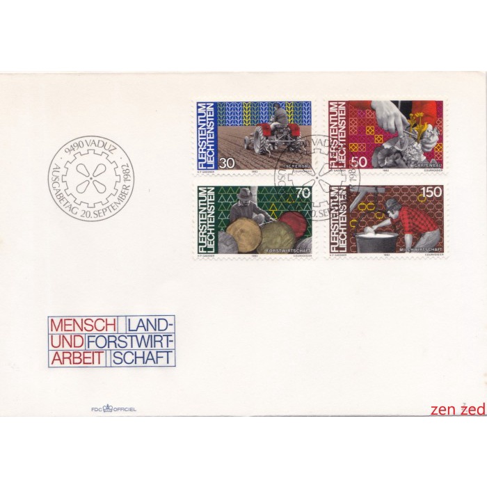

A633 Prangko Liechtenstein FDC 1982 People and Work 1 Pcs