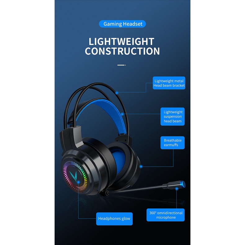 Sicibel Upgrade Versi G60 USB 7.1 Suara Surround Headphone Gaming Headset Kabel LED Peredam Kebisingan Dengan Mikrofon Untuk PC Laptop Komputer