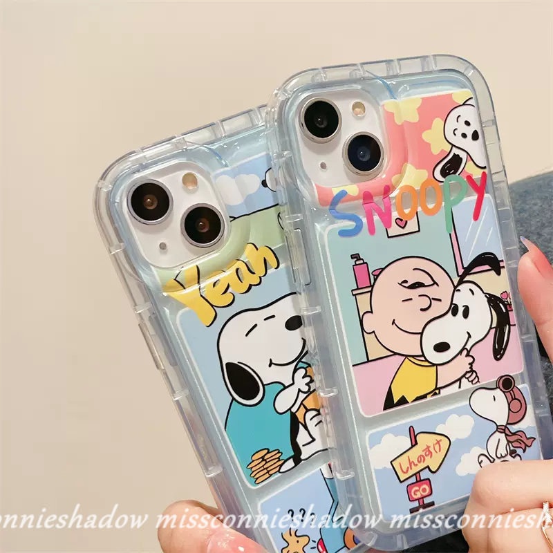 Casing Ponsel Tahan Guncangan Bening Kompatibel Untuk iPhone 7Plus 8Plus 11 Pro Max14 13 12 Pro MAX XR 7 8 6 6S Plus X XS MAX Kartun Lucu Snoopy Transparan Airbag Lembut TPU Penutup Belakang