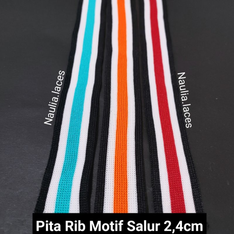 Pita rib motif salur 2,4cm.cocok buat lis baju/celana dll