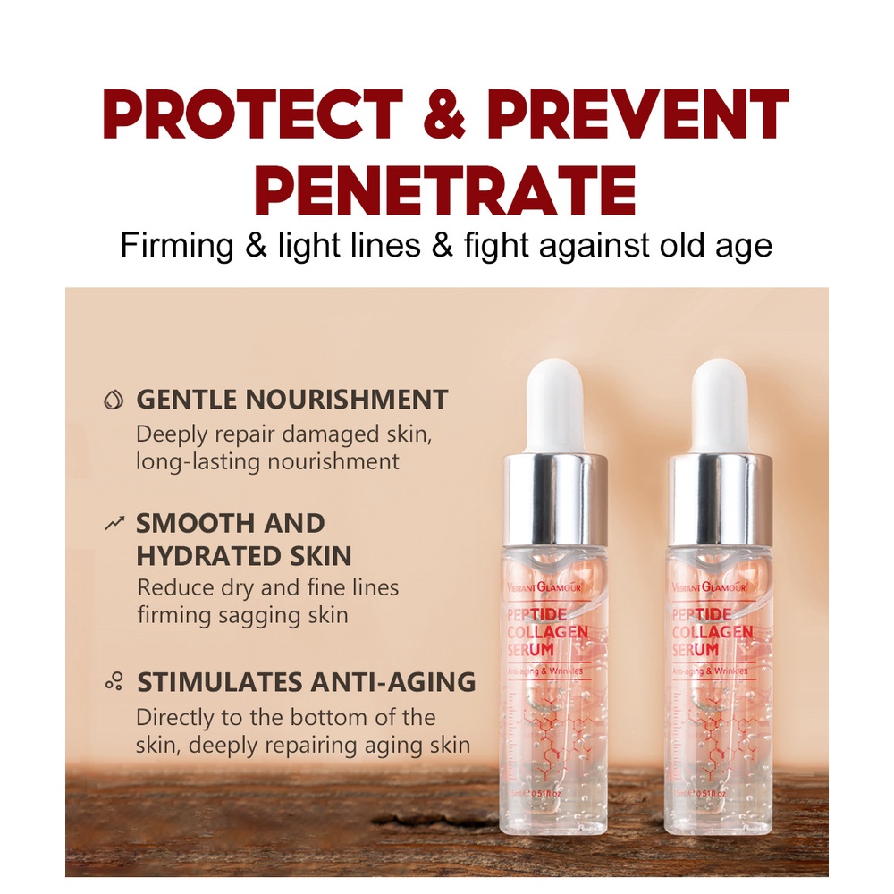 VIBRANT GLAMORE Peptida &amp; Collagen Mencerahkan Serum Anti-Penuaan &amp; Anti-Kerut Perawatan Kulit Pelembab Wajah &amp; Krim Mata 30 gr