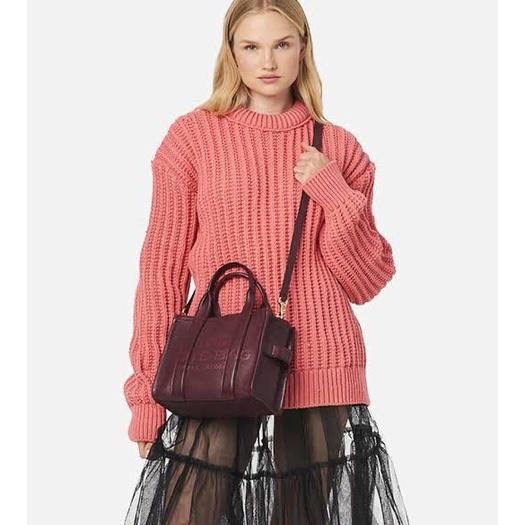 MJ The Mini Tote Bag Leather Wine Red