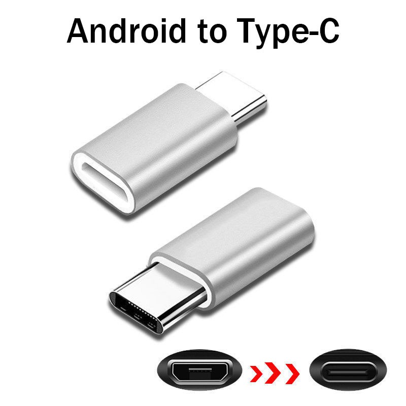 Adaptor USB Tipe C Adapter Aluminium USB C Ke Micro USB Konversi Konektor Pengisian Cepat Transfer Data