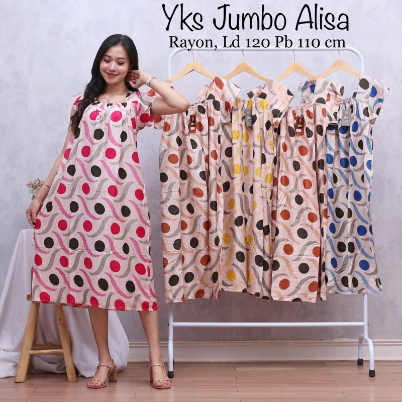 YUKENSI JUMBO ALISA DASTER SINGLET LD 110 - 120 DASTER KERUT JUMBO WANITA DASTER LEBAR UKURAN BESAR BAHAN RAYON ADEM