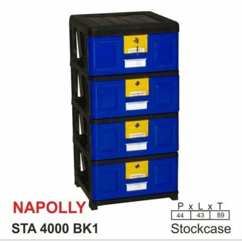 Lemari pakaian/lemari laci plastik STA4000 Napolly