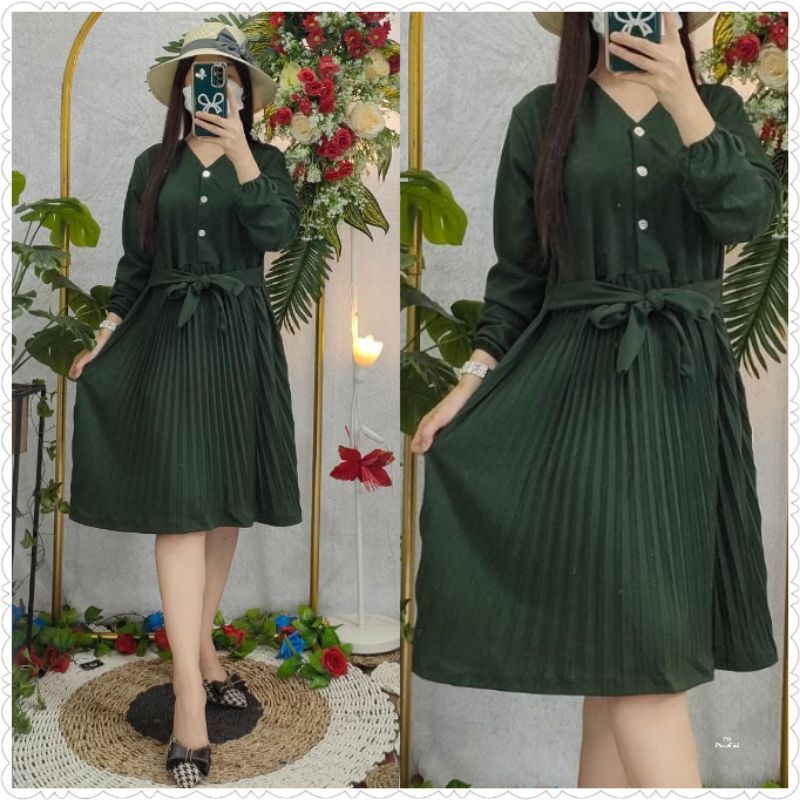Paling Murah Pakaian Wanita Dres Shakila Premium Kombinasi Plisket