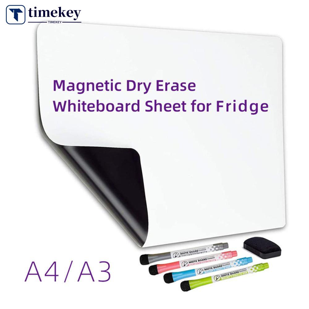 Timekey A4 /A3 Magnetic Dry Erase Board Penanda Kulkas Papan Tulis Lembaran, Dapur Rumah Dihapus Stiker Magnet Kulkas Fleksibel A7Z9