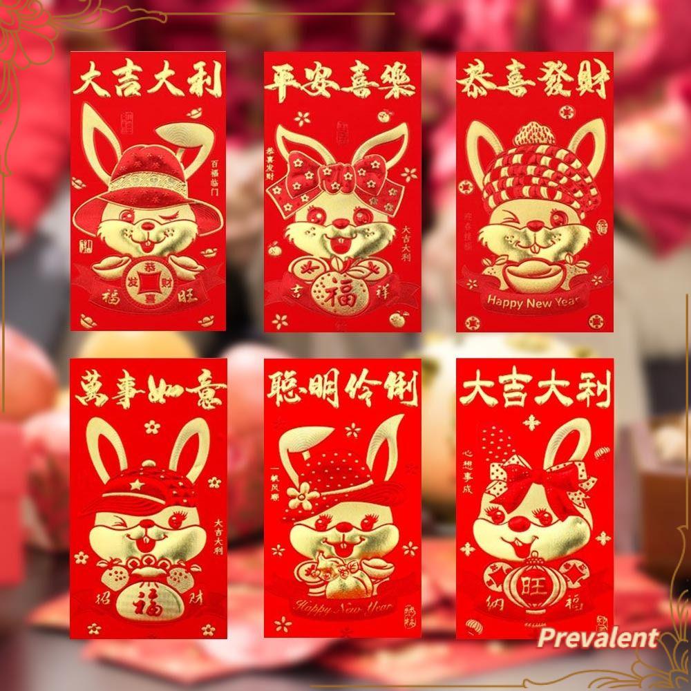 Preva 18pcs/set Amplop Merah New Spring Festival Year of The Rabbit Hongbao