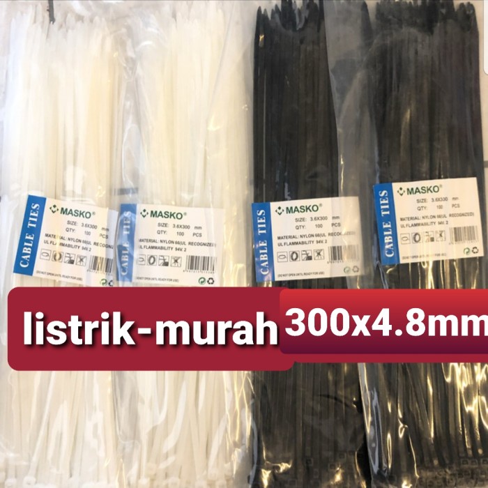 

STOK TERBATAS Masko Kabel Ties 4.8x300 mm 30cm Sabuk Kabel Tali Tis Cable Tebal Code 4417