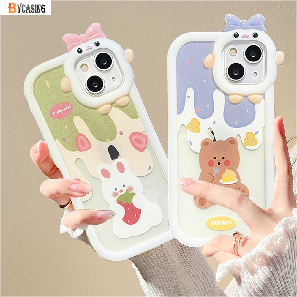 Realme 10 Realme C55 C33 C35 C30 C31 C21Y C25Y C25 9i C12 C11 C20 C17 C15 C20A C3 5i 6i 7i 5c2 Narzo 50A Monster Lens Case Kelinci Lucu Lovely Bear Couple Soft TPU Clear Cover BY