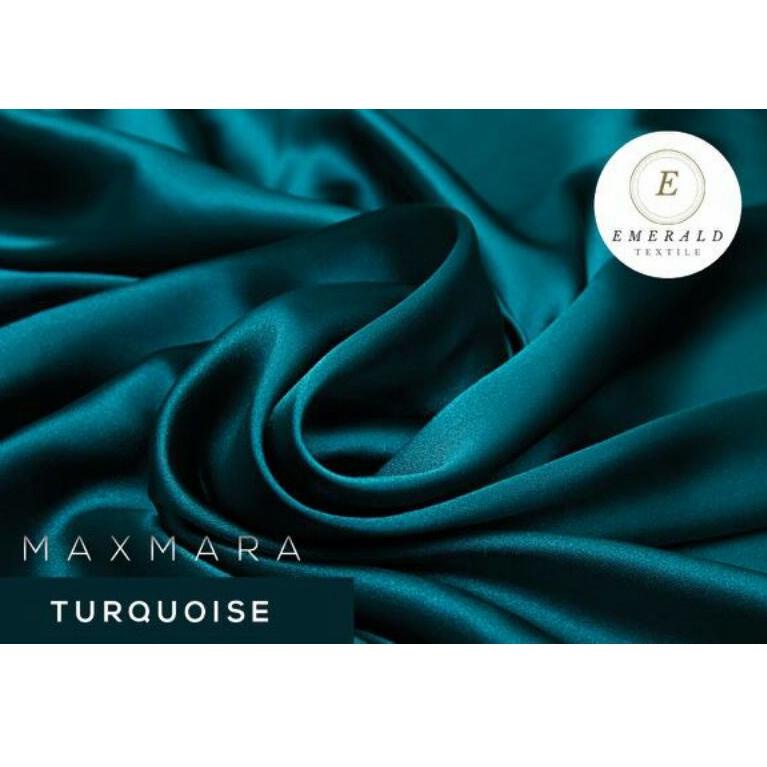 ︽ SETENGAH METER Kain Satin Charmuse Maxmara Silk Premium - Turquoise/Hijau Tosca ( HARGA PER 50cm K