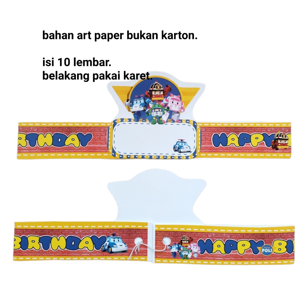 topi ulang tahun isi 10 lembar karakter Robocar Poli RobocarPoli