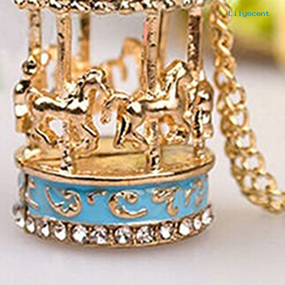 [LS] Enamel Carousel Merry Go Round Horse Charm Liontin Alloy Rantai Kalung