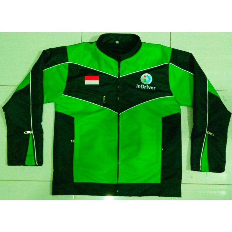 jaket indriver hijau tulisan bordiran