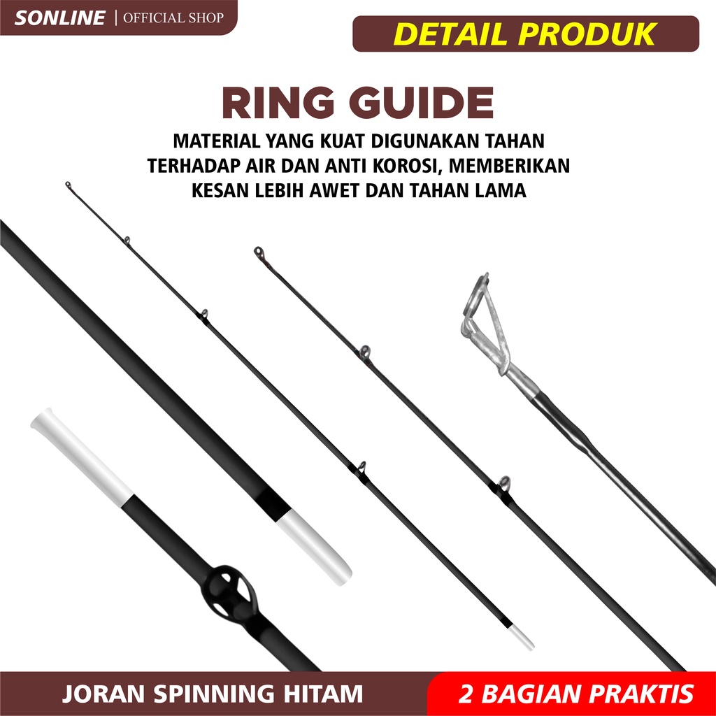 SONLINE Joran Pancing 1.5m s/d 2.10m Fishing Rod Carbon Solid Fiber Joran Pancing Spinning