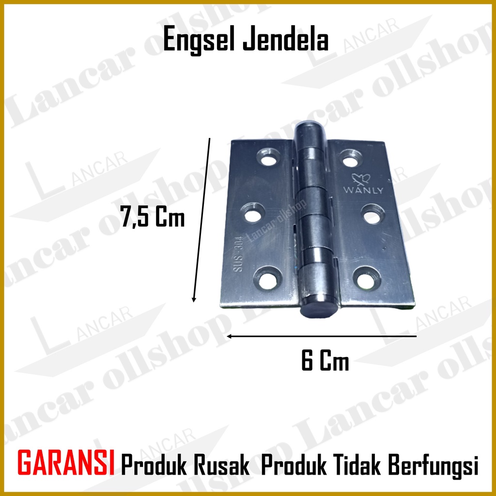 Engsel Pintu Tebal 3 Inch Stainless SUS 304 / Engsel Pintu Jendela TEBAL / Stenlis Per Pasang Blister