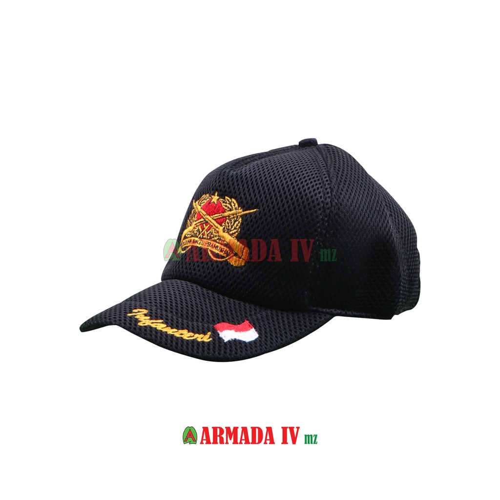 Topi Jaring INFANTRI MERAH PUTIH Topi Jala Hitam