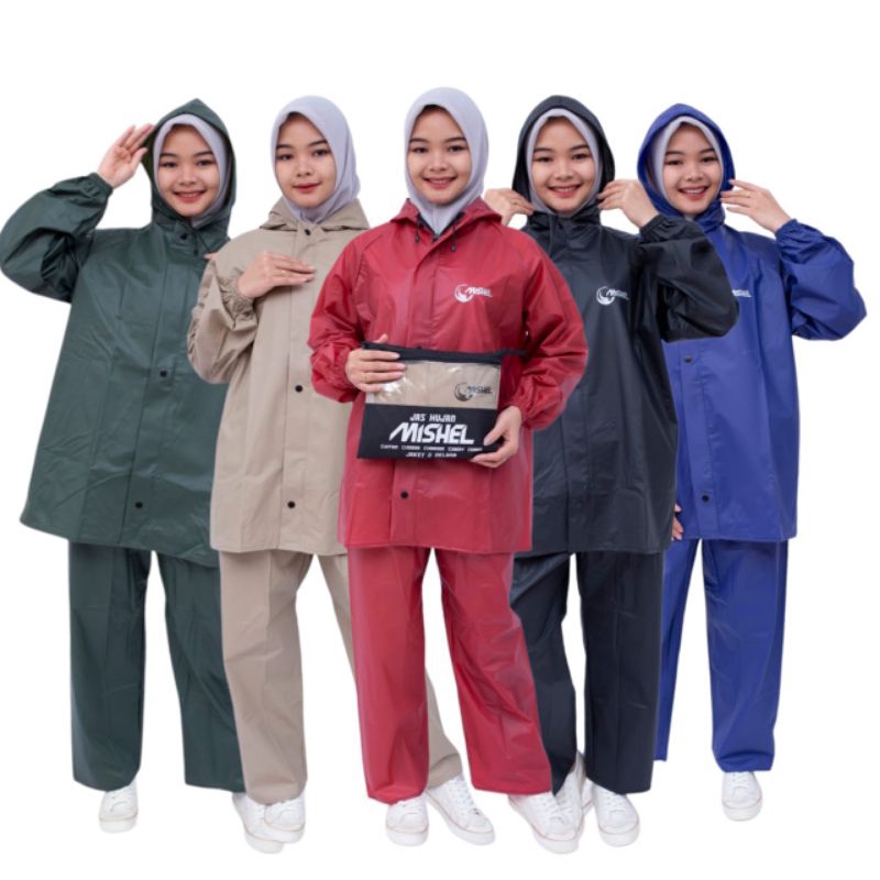 RAINCOAT MISHEL JAS HUJAN MANTEL SETELAN TERBAIK PRIA WANITA