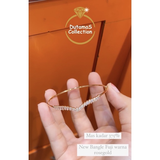 Gelang Tangan Fuji Motif Serut & Bangle Emas Asli Kadar 375%