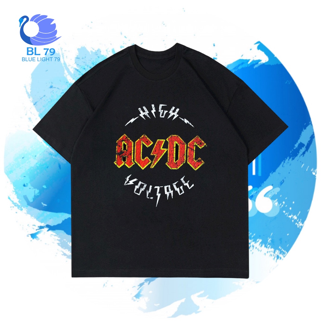 TSHIRT | OVERSIZE | KAOS BAND ACDC - HIGH VOLTAGE / BAJU HITAM PRIA BAND MUSIK ROCK ACDC BY H&M