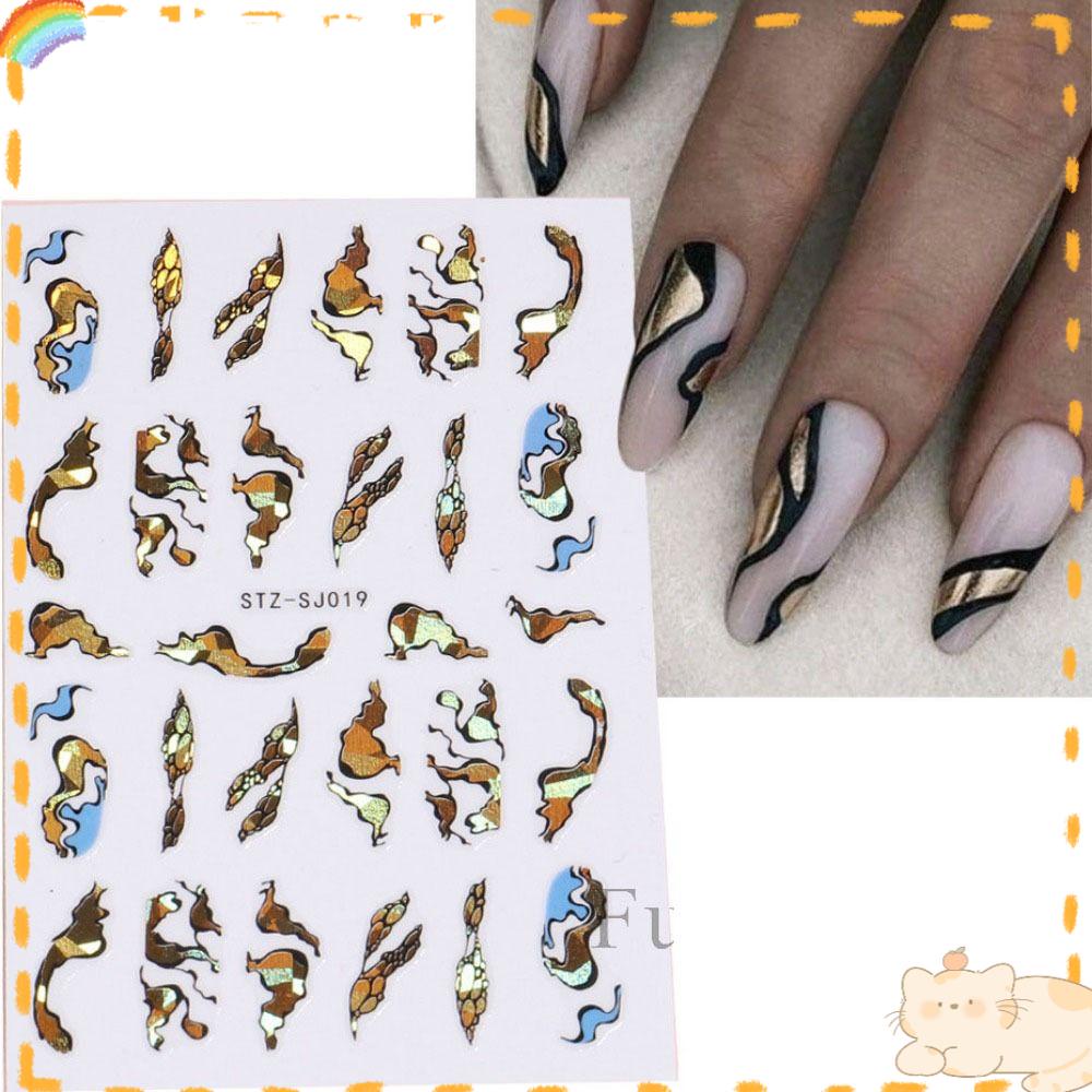 Solighter Nail Art Stiker Dekorasi Kuku Perekat Diri Aksesoris Perhiasan Kuku Retro