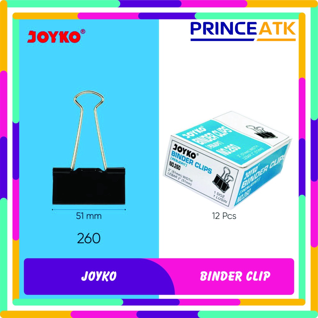 

[12 PCS] JOYKO BINDER CLIP / PENJEPIT KERTAS JOYKO HITAM NOMOR 260