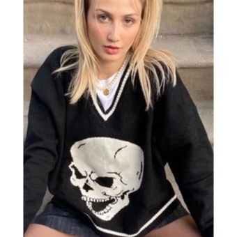 COD - SKULL Y2K KNIT SWEATER - Y2K SWEATER - KNIT SWEATER - ATASAN TENGKORAK -  SWEATER RAJUT - SWEA
