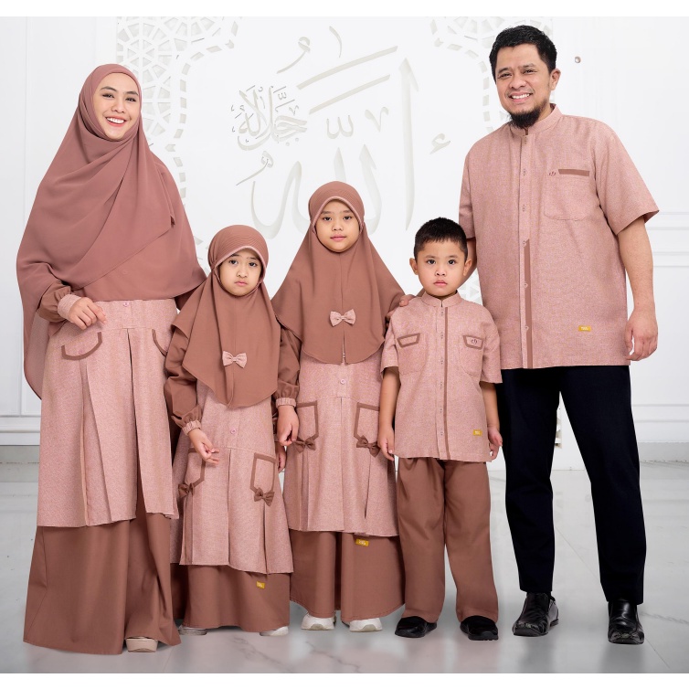 Baju Sarimbit Keluarga Nibras Gamis Koko Set Family Alesha Terracotta