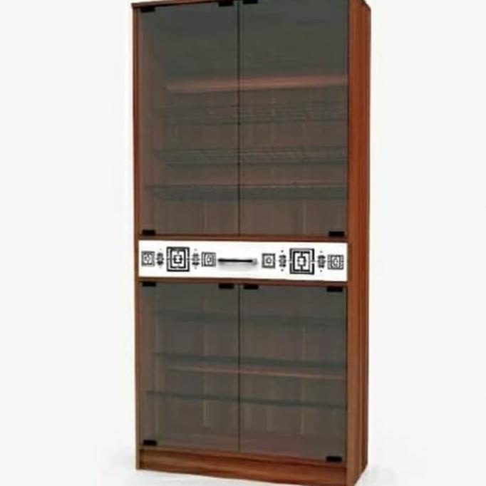 Lemari Sepatu Pintu Kaca Tinggi French Walnut paling dicari