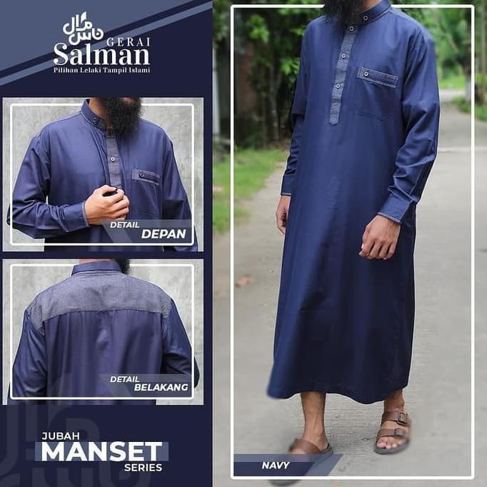 Jubah Gamis Pria Ikhwan Manset Kerah Tegak Saudi Merek Zain Spunpoly
