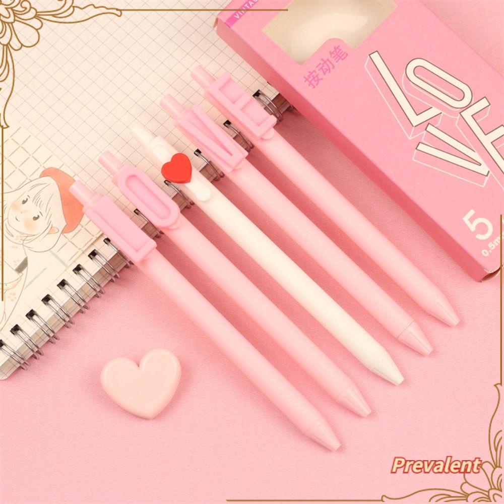 Preva 5PCS/Set Press Pena Netral Hadiah Kualitas Tinggi Surat Cinta Alat Tulis Menulis Alat Gel Pen