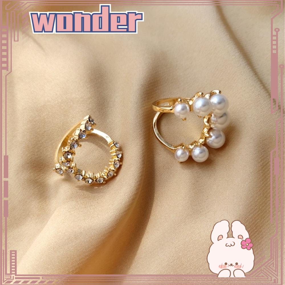 Wonder Pearl Rings Adjustable Wanita Gadis Perhiasan Pernikahan Multi Manik-Manik