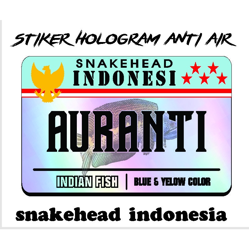 stiker hologram ikan galak channa/kartu ikan