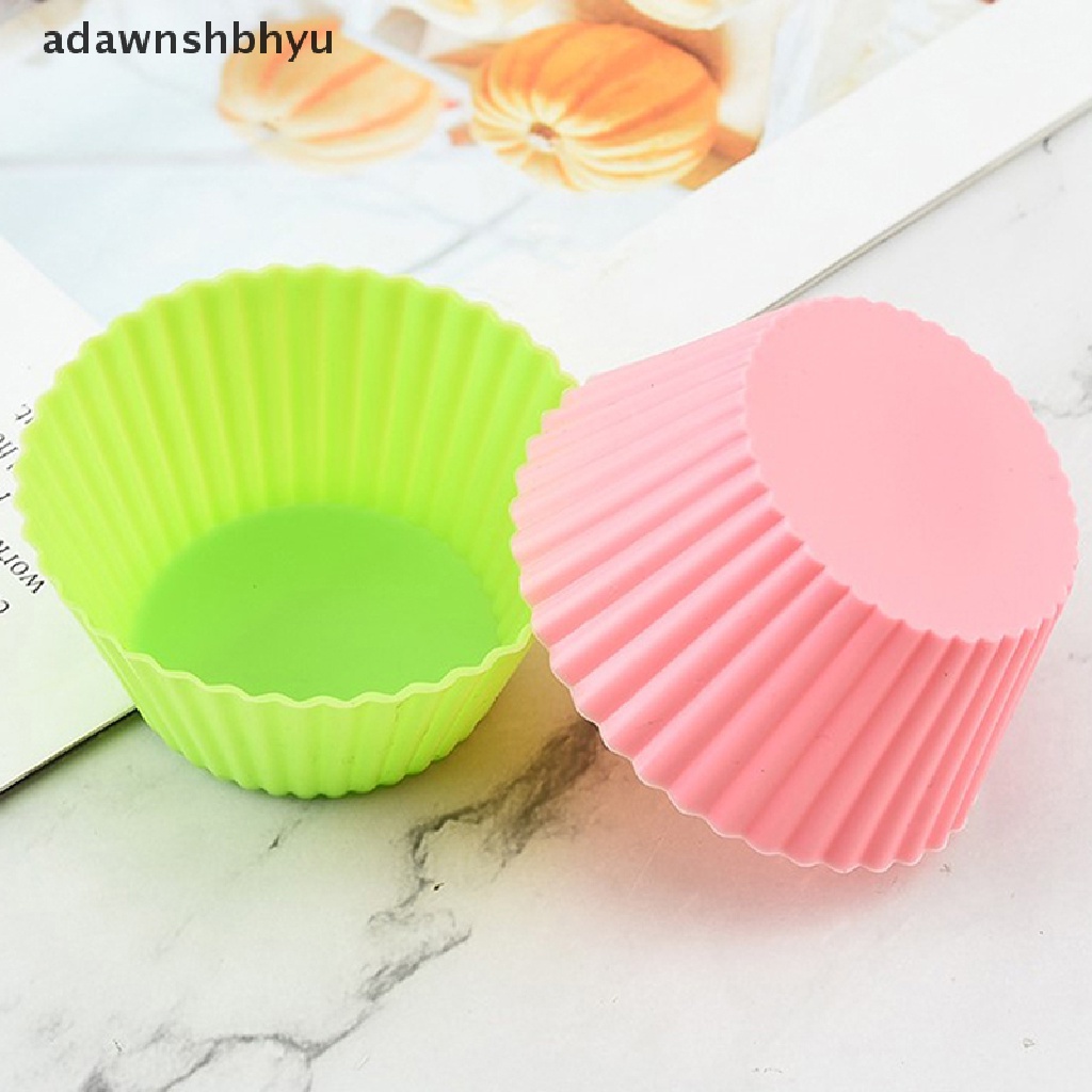 Adawnshbhyu 7 Pcs/lot Silikon Cup Kue Berbentuk Bulat Muffin Cupcake Cetakan Kue Perlengkapan Masak Dapur Rumah Dekorasi Kue Tools ID