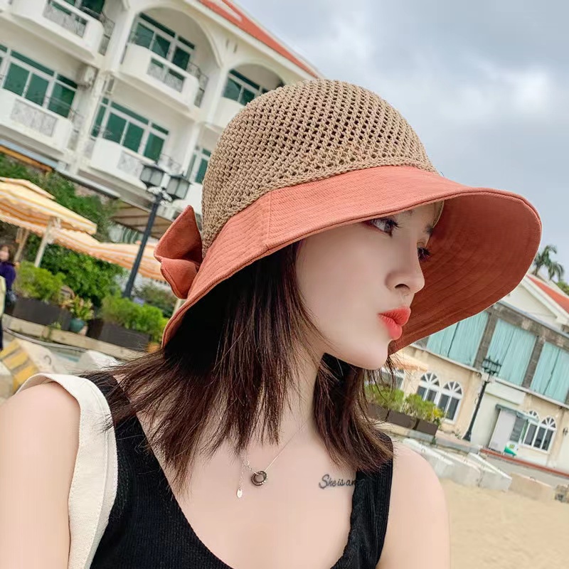 Topi Pantai Matahari Rajut Wanita Premium Model Korea Terbaru - Topi Rajut Musim Panas