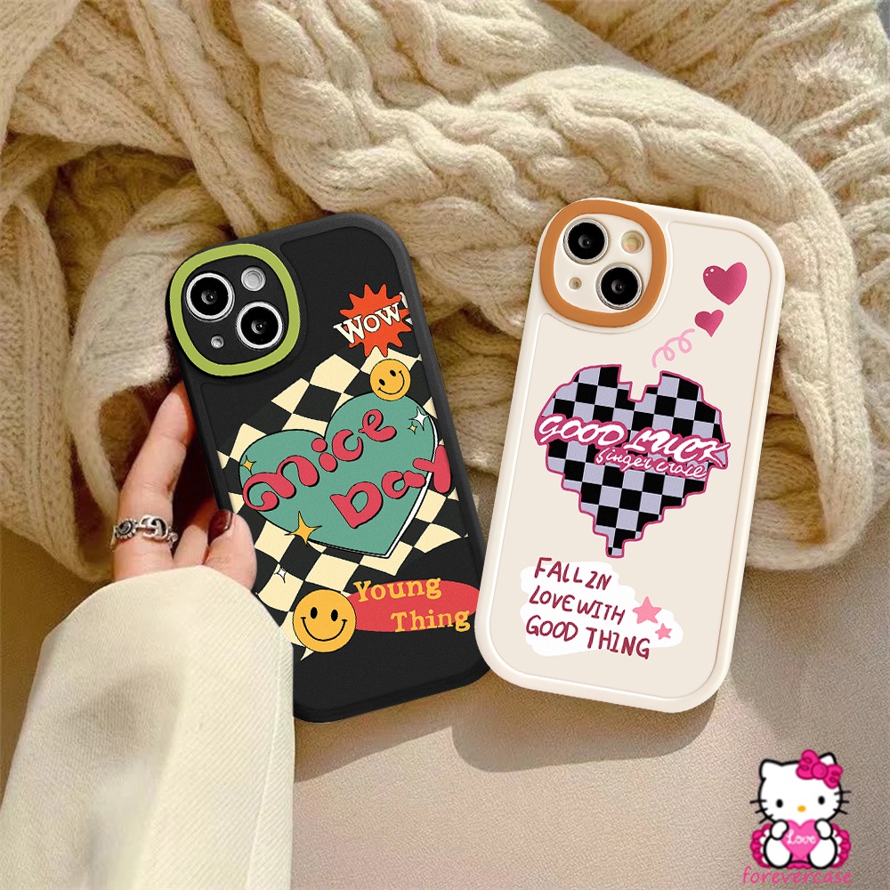 Cute Case Realme C53 C55 10 Pro Plus 8c11 2021 5 5I 6I C35 C25S C31 C30 C21Y C25Y 7I 8Pro 5S C25 C25S C12 Lover Heart C15 Kartun C20 C11 C20A C21 C17 Papan Catur Smile Soft Cover