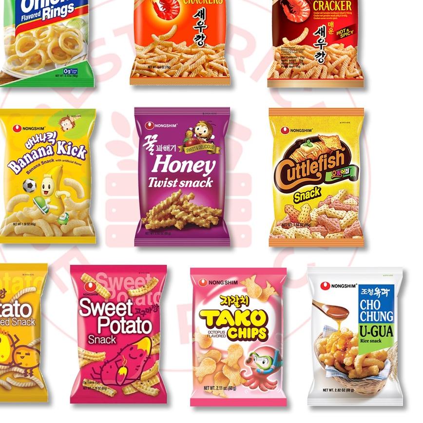 

Ready Stock NONGSHIM - SEMUA VARIAN SNACK KOREA (ONION RING/ POTATO/ SHRIMP/ TAKO/ CUTTLEFISH/ BANANA KICK/ CHO CHUNG U-GUA)