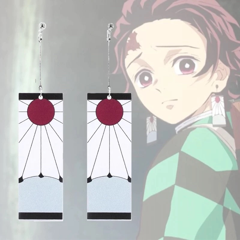 Grosir (SSC) Anting Hanafuda Kamado Tanjiro - Tanjiro Earling Cosplay Premium Termurah